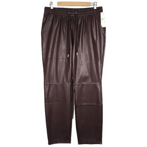 NWT Laundry by Shelli Segal Bordeaux Faux Leather Pull On Pants Pockets Size M